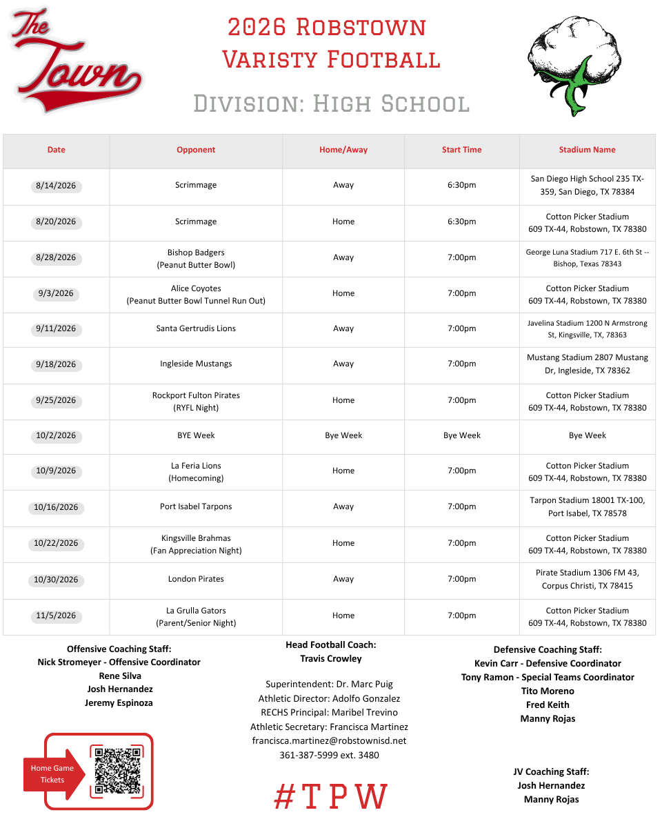 Varsity Football Schedule
