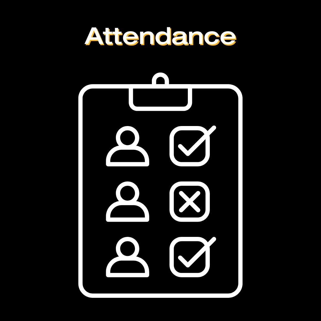 Tile states: "Attendance" and includes an icon of a clipboard with an attendance record.