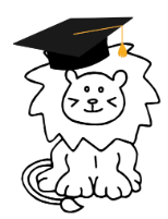 Picture of a Lion wearing a graduation cap