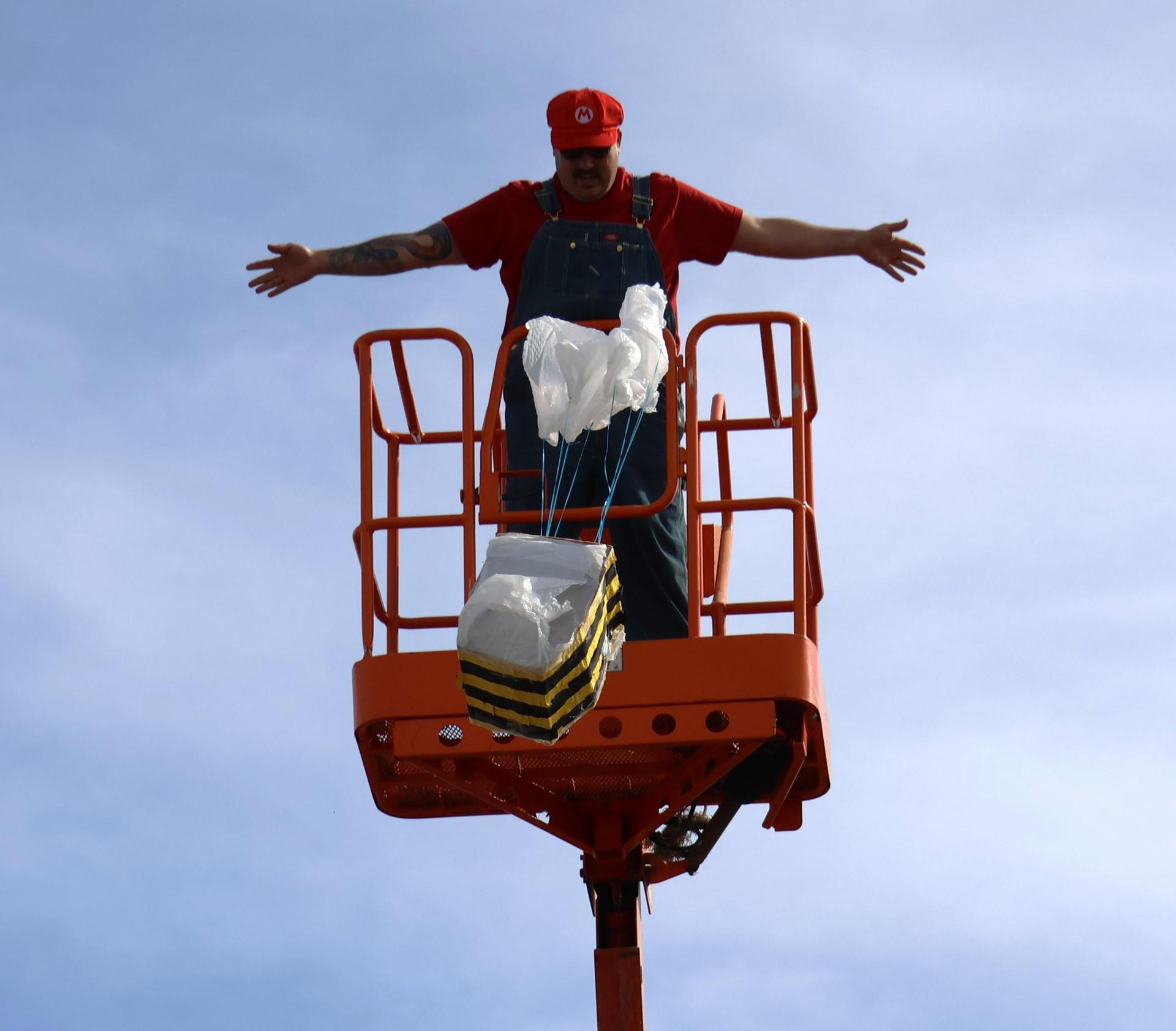students and staff enjoying the pumpkin drop
