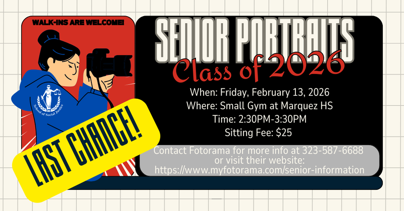 Class of 2026 Senior Portraits – Last Chance to Be Included /Retratos de Graduación Clase de 2026 – Última Oportunidad para Ser Incluido