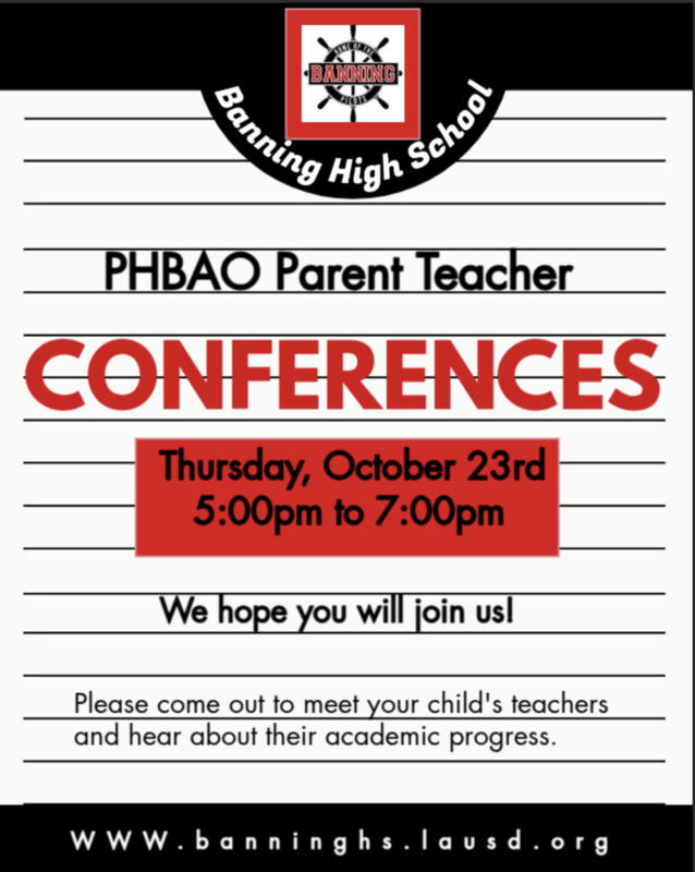PHBAO Parent Teacher Conferences (5-7pm) - Thursday, Oct. 23