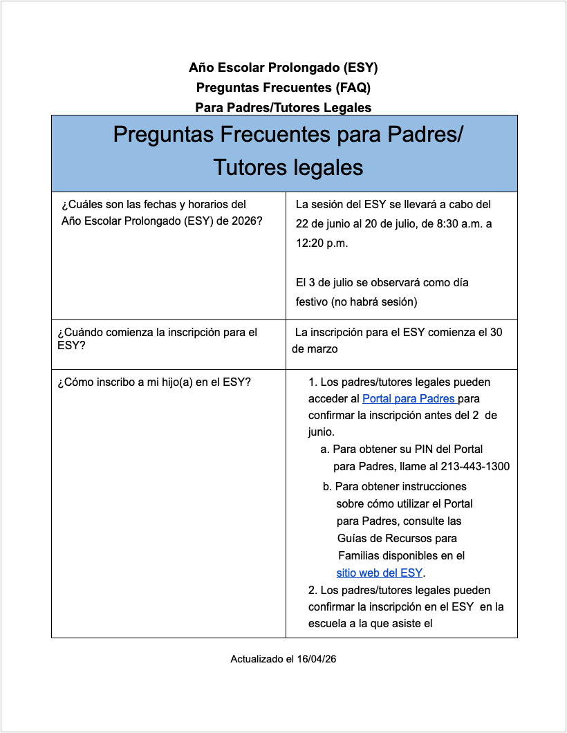 FAQ in Spanish