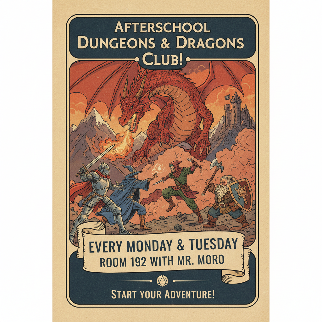 Dungeons and Dragons Club Flyer