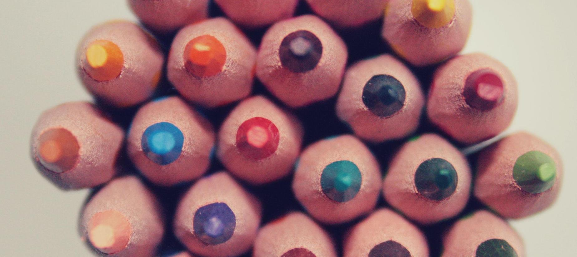 Tips of variously colored pencils