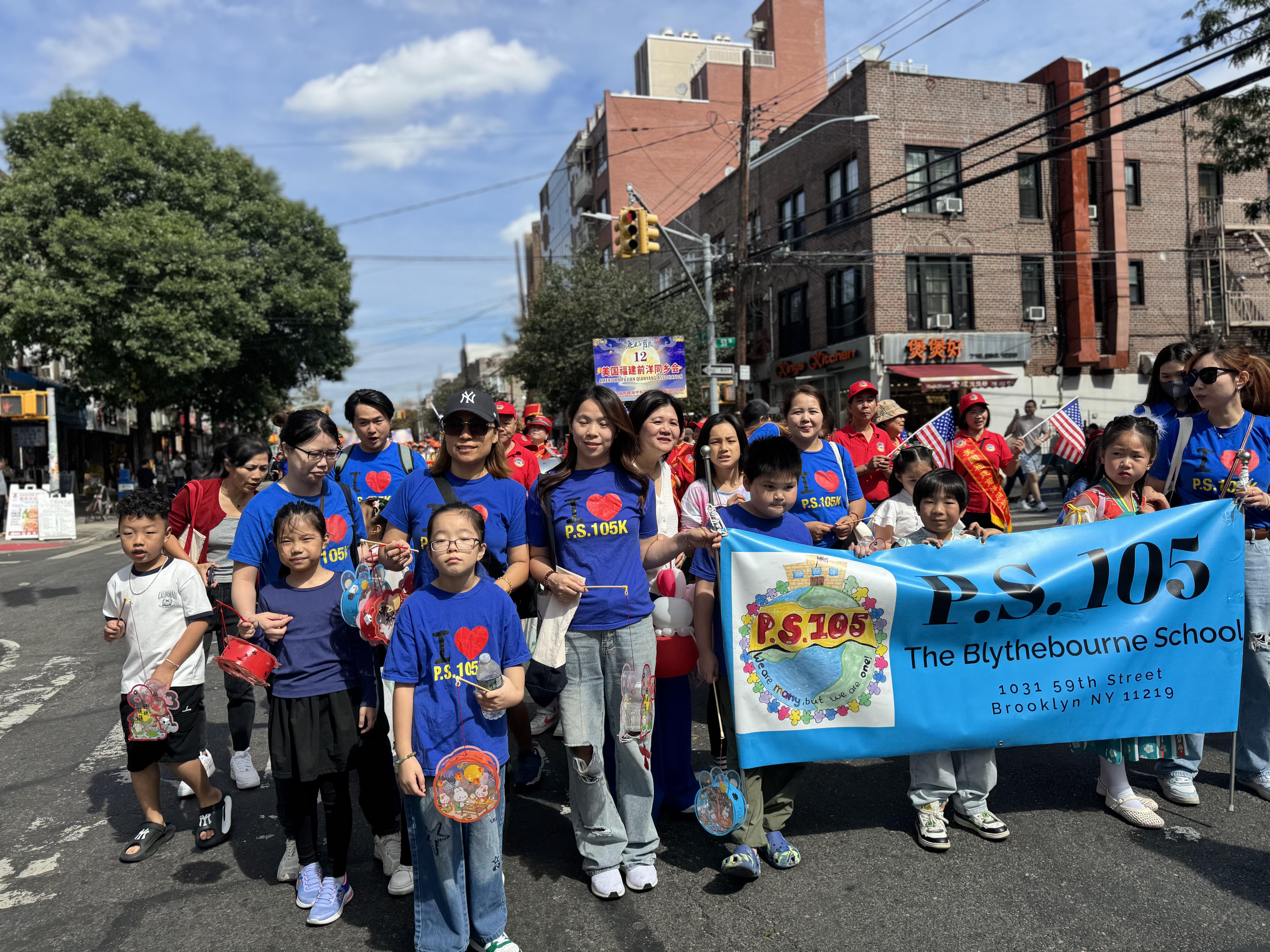 Students pose for a photo at the parade.