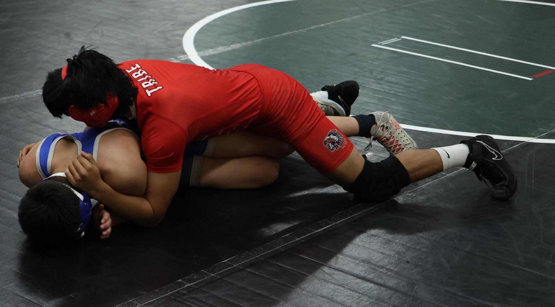 Boys wrestling in the Liberty Duals event 25