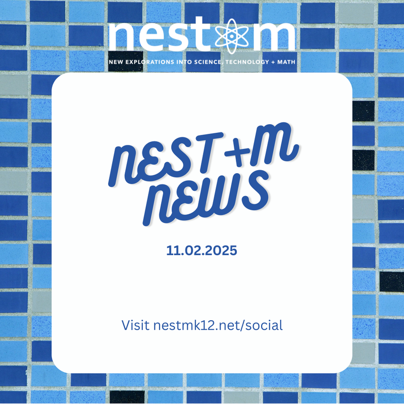 Image of mosaic tiles surrounding a white square with the words NEST+m News in the middle.