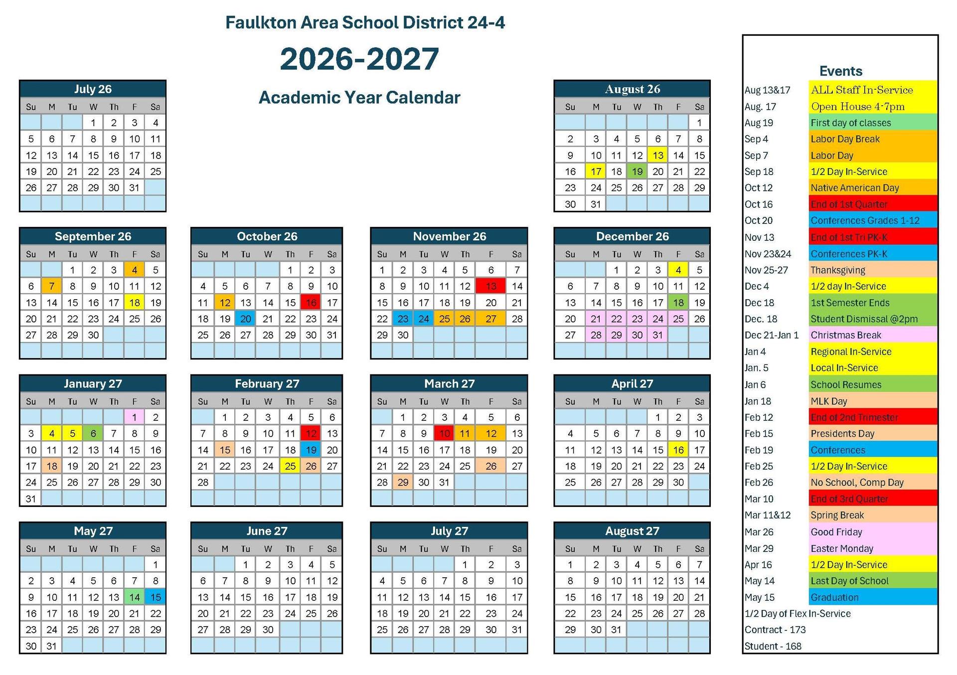 2026-2026 FASD School Calendar