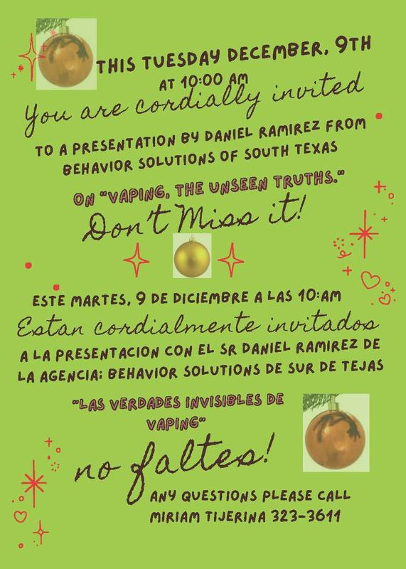 Parent Invitation meeting on Tuesday December 9th at 10am Featured Photo