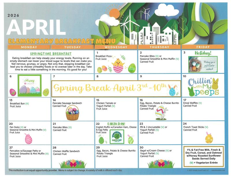 April Breakfast Menu