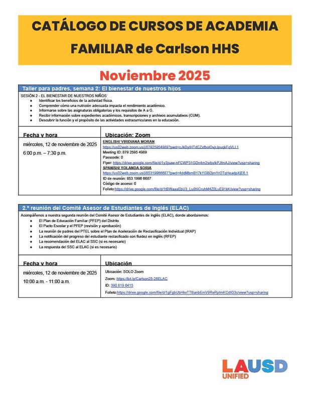 Family academy flyer spanish 1