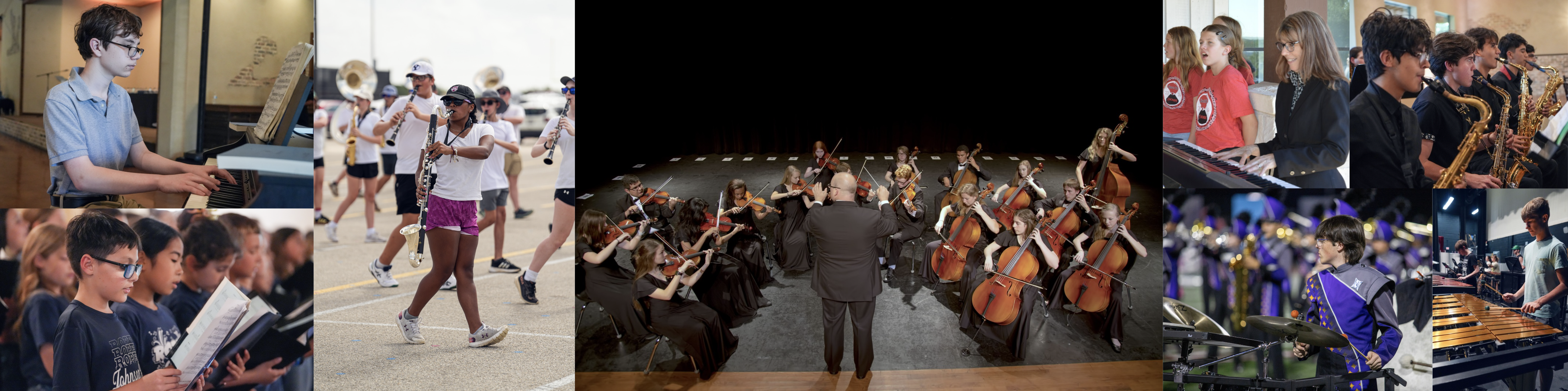 collage of students in different music programs