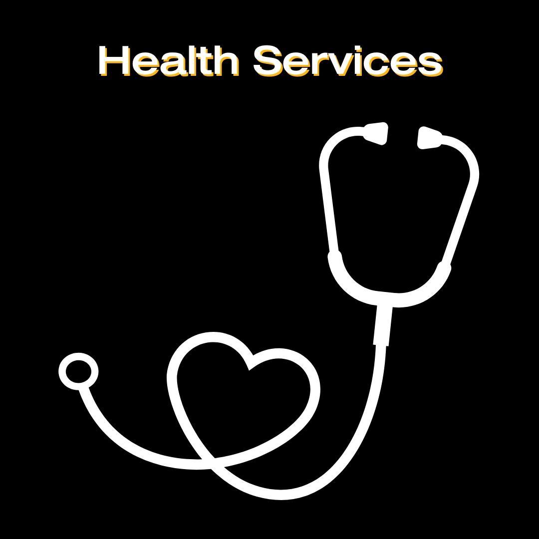 Tile states "Health Services" and includes an icon of a stethoscope. 