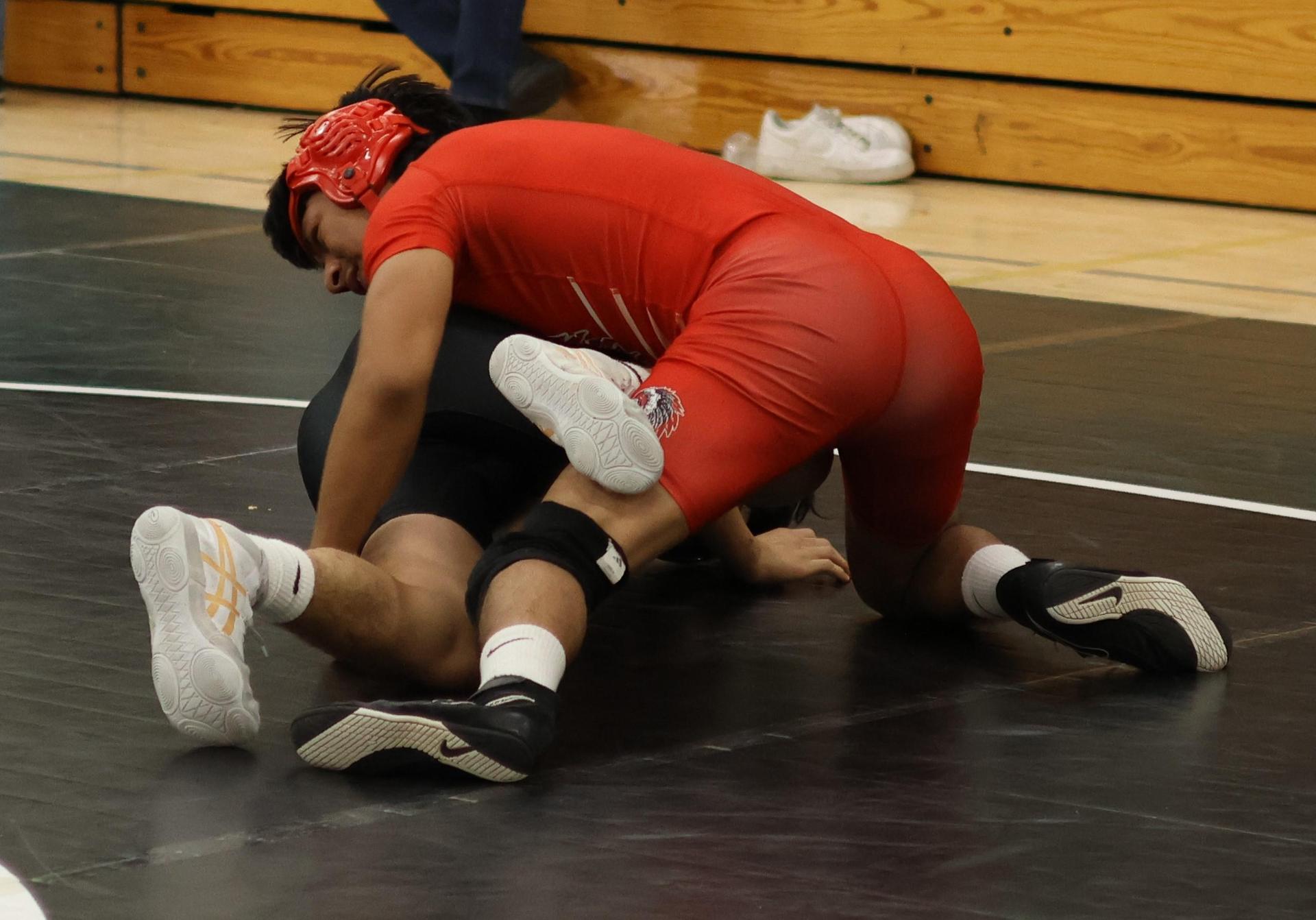 Boys wrestling in the Liberty Duals event 120