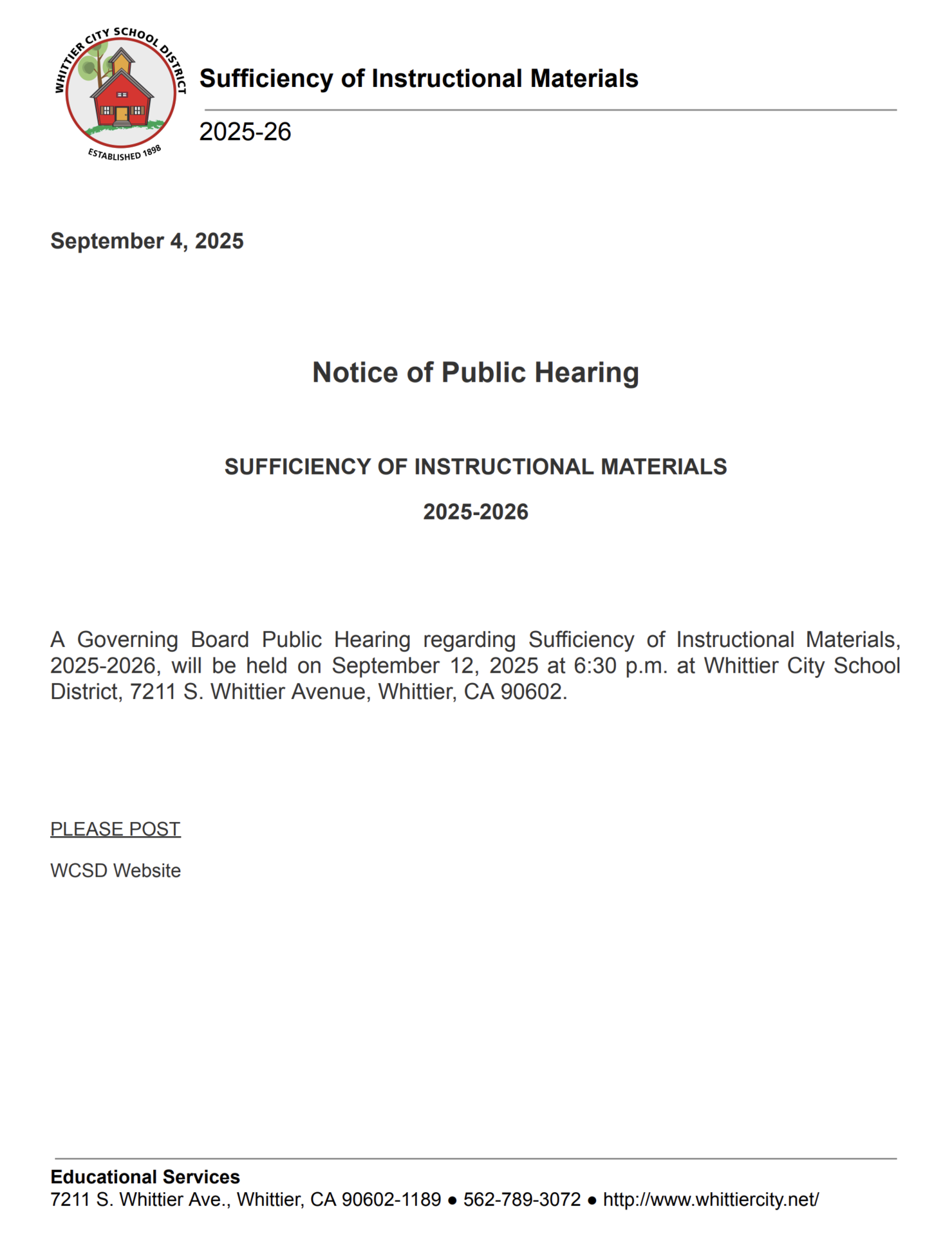 william uniform complaint notice