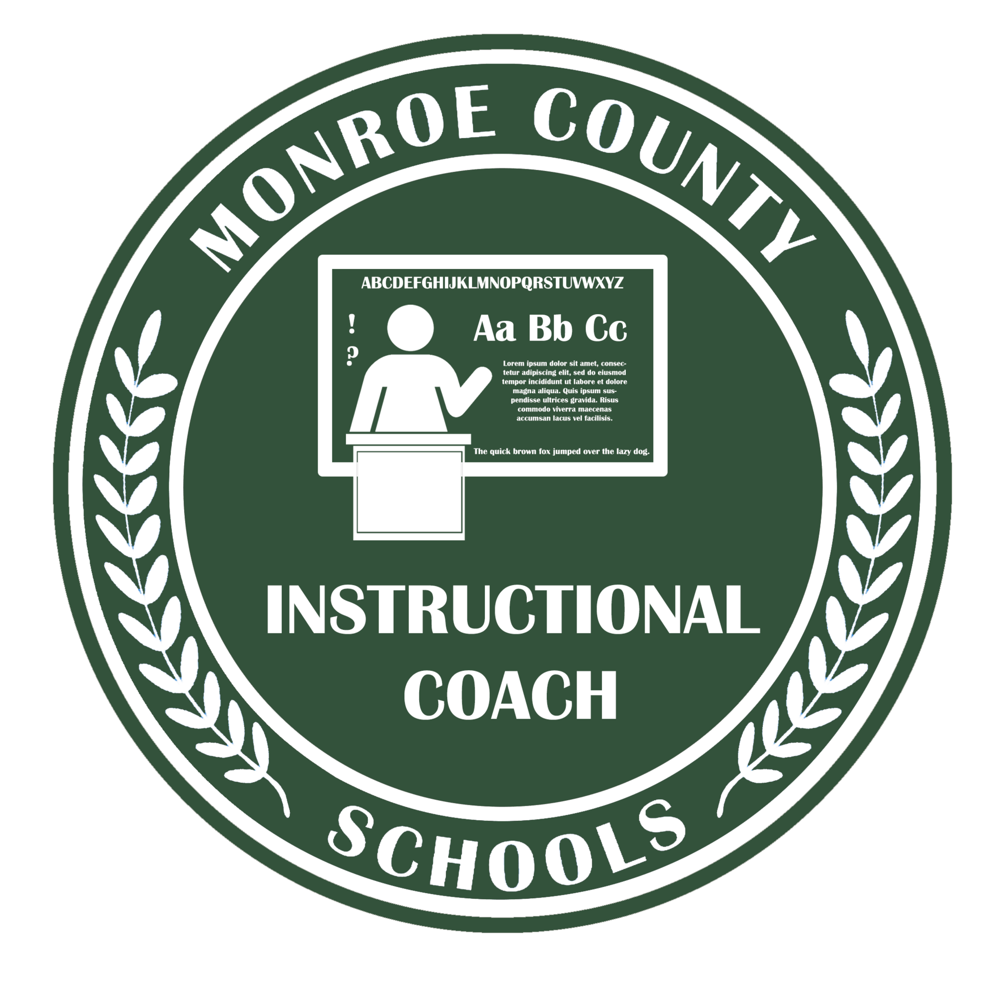 green round seal that says Monroe County Schools English Language Arts instructional coach