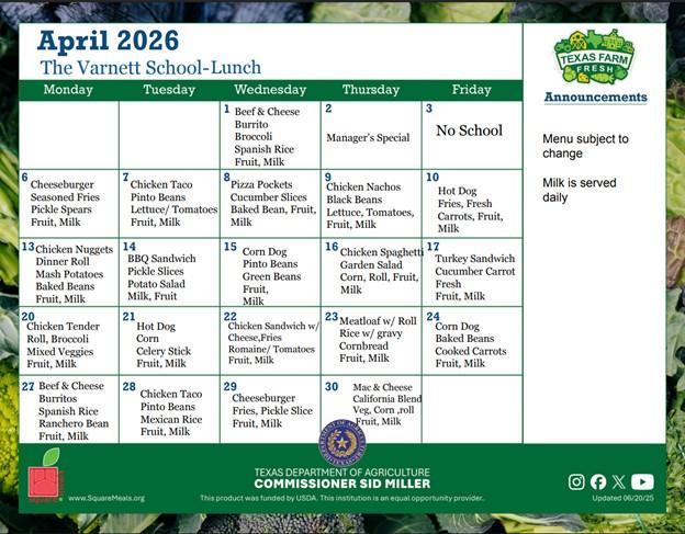 April Menus Featured Photo