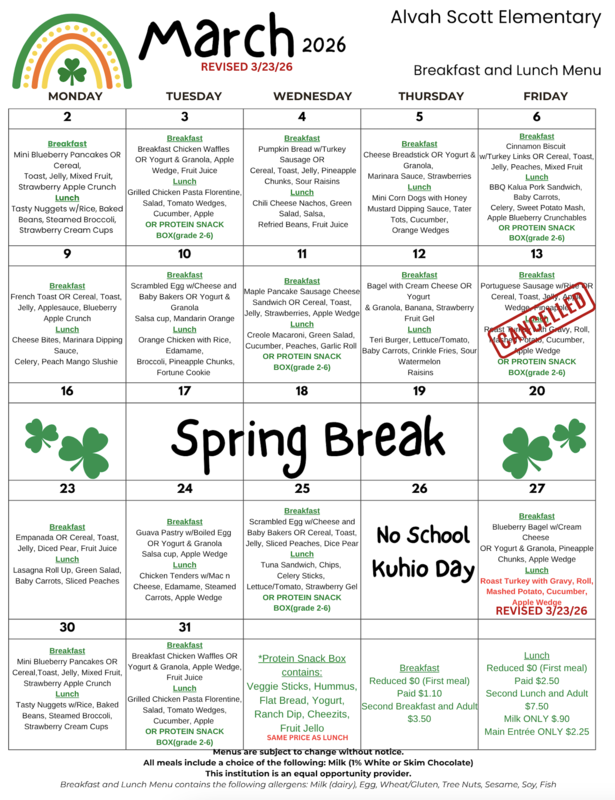 March Menu Revised