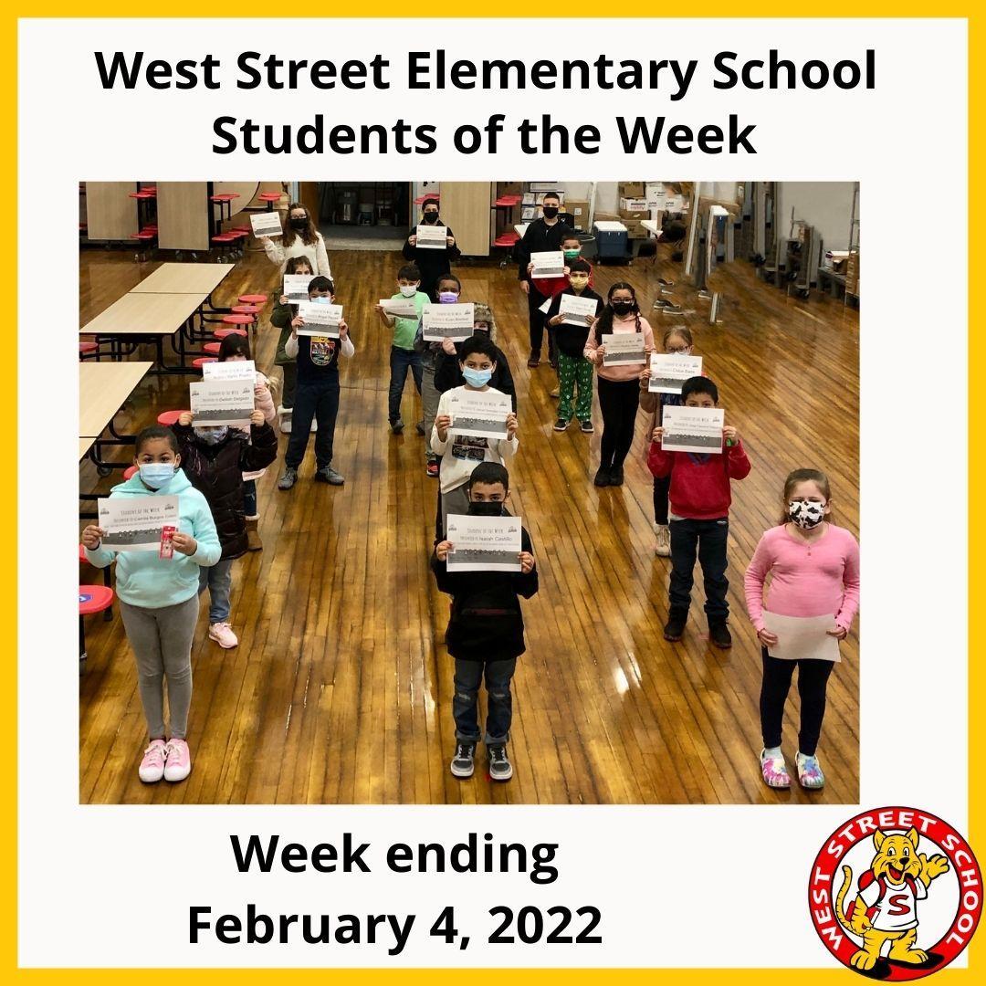 Photo of the West Street School students of the week for week ending February 4, 2022