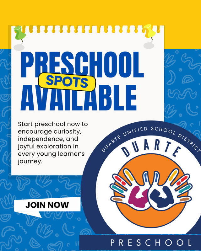 Flyer with Duarte Preschool Logo