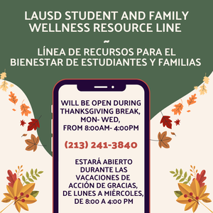 LAUSD Student and Family Wellness Resource Line