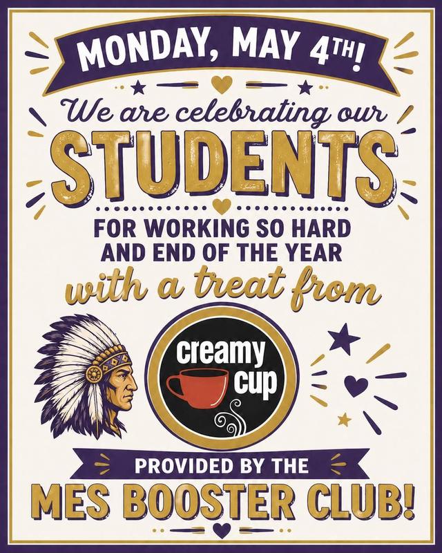Creamy Cup Ice Cream May 4th for Students