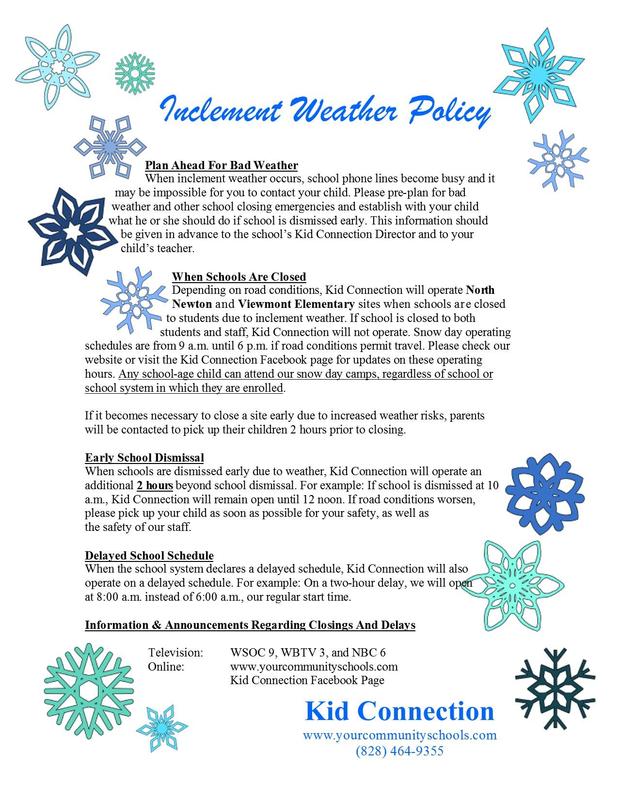 inclement weather flier