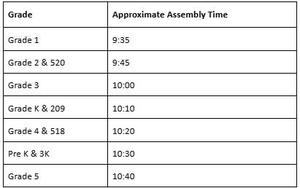 Trunk or Treat Schedule