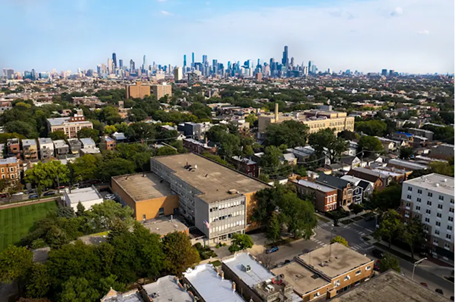 arial view of the school