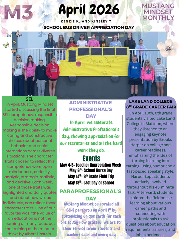 EJHS Mustang Mindset Monthly Newsletter for April 2026