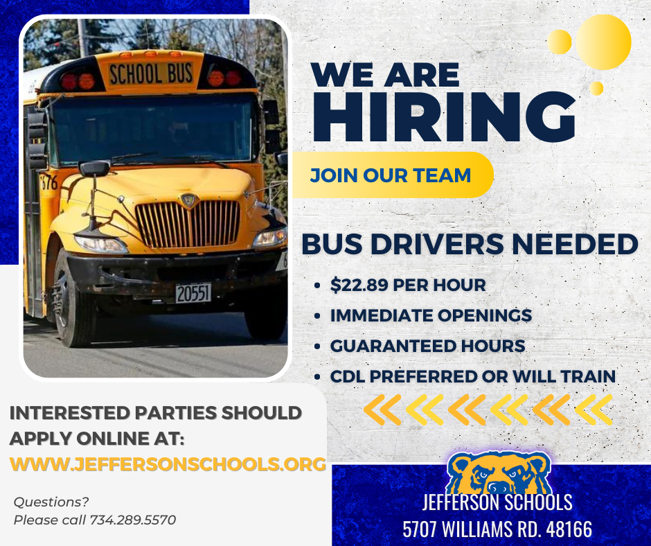 Now hiring bus drivers jefferson school district