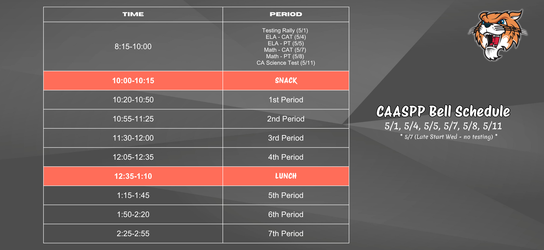 bell schedule for caaspp test