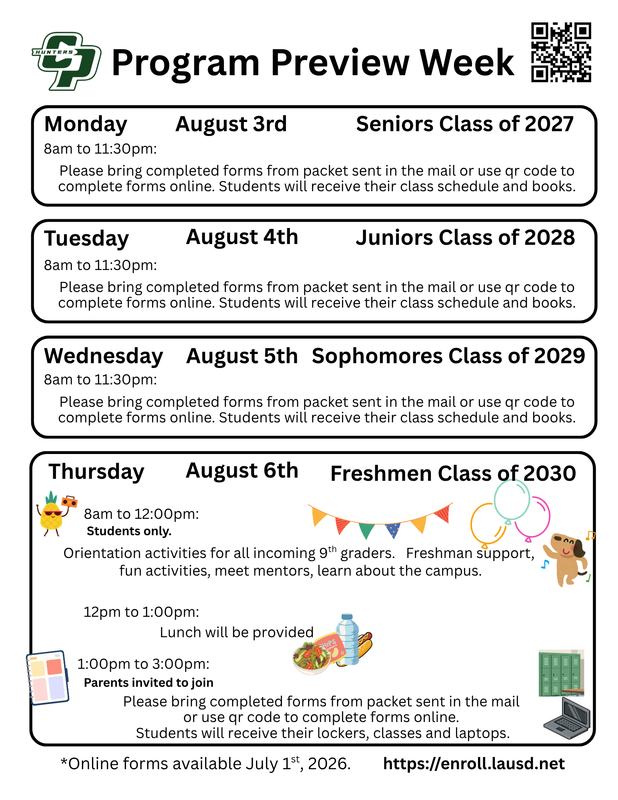 Program Preview Week Overview Listed Here