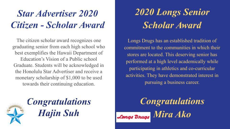 Star Advertiser and Longs Scholar awards