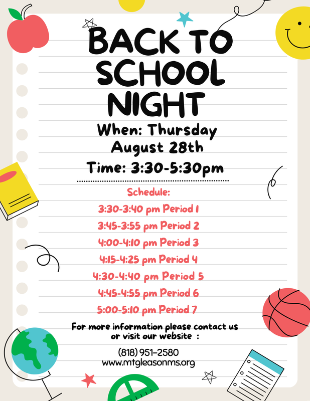 Back to School Night flyer