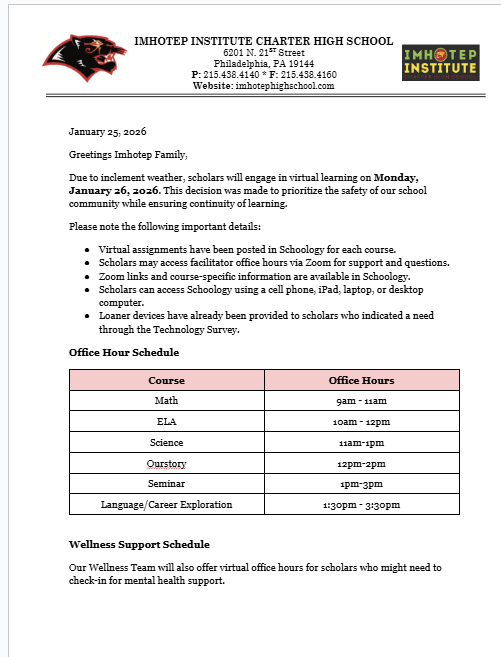 Inclement Weather Update January 26, 2026 Featured Photo