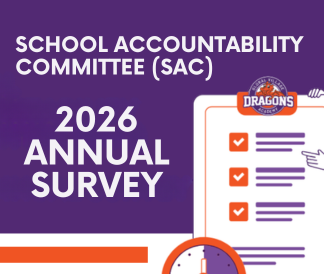 Global Village Academy Dragons School Accountability Committee 2026 annual survey graphic