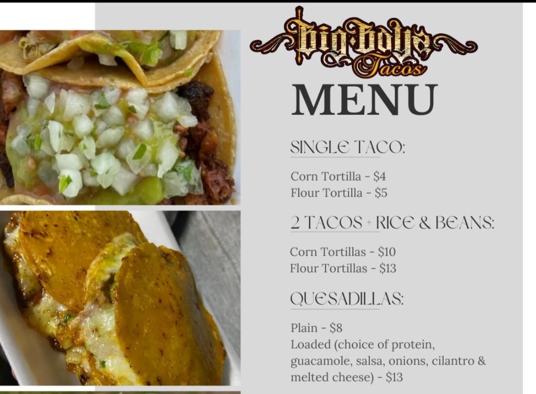 BTSN Big Boys Tacos Menu