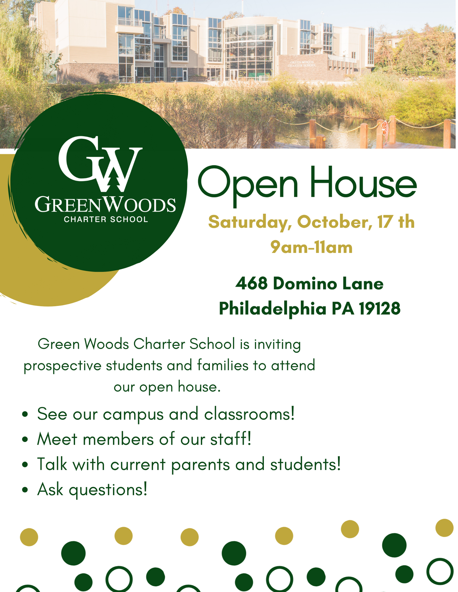 Open House 10/17 from 9-11 am