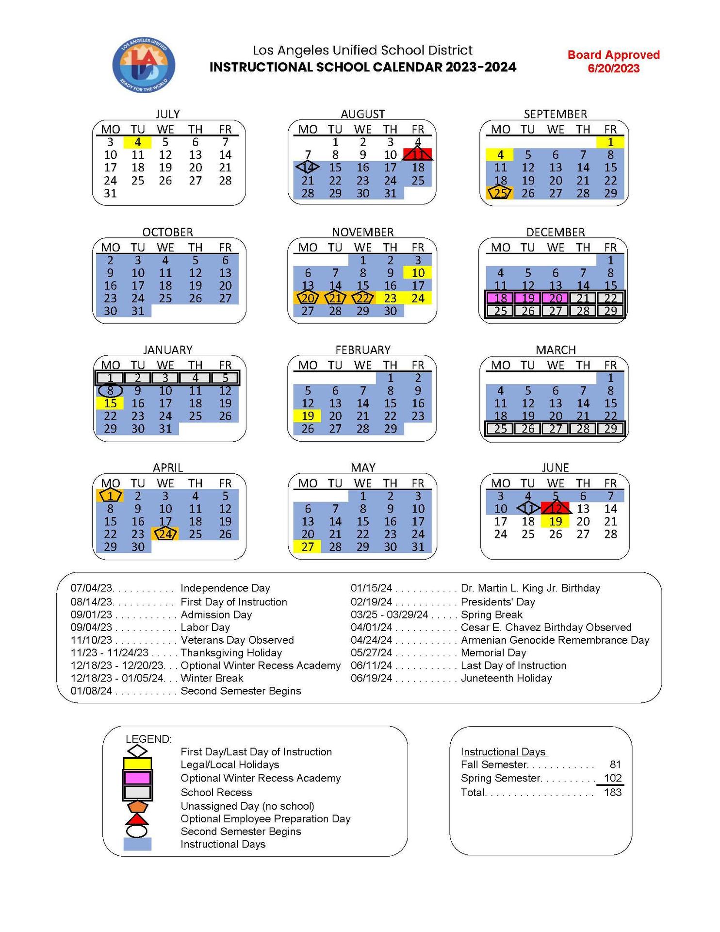 School Calendars Parents John Burroughs Middle School