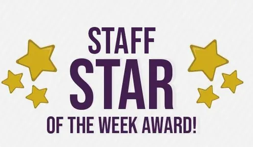 Staff Star of the Week Award surrounded by stars on left and right sides