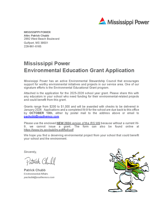 Mississippi Power Environemental Education Grant Opportunity