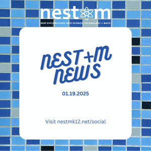 Image of mosaic tiles surrounding a white square with the words NEST+m News in the middle.
