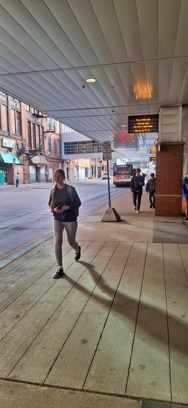 people walking near the Duluth Transit Authority station in Downtown Duluth Minnesota