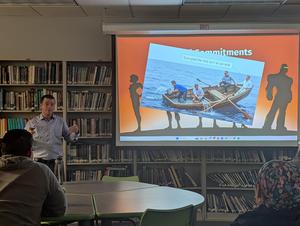 Rabbi Schwarzmer presenting.