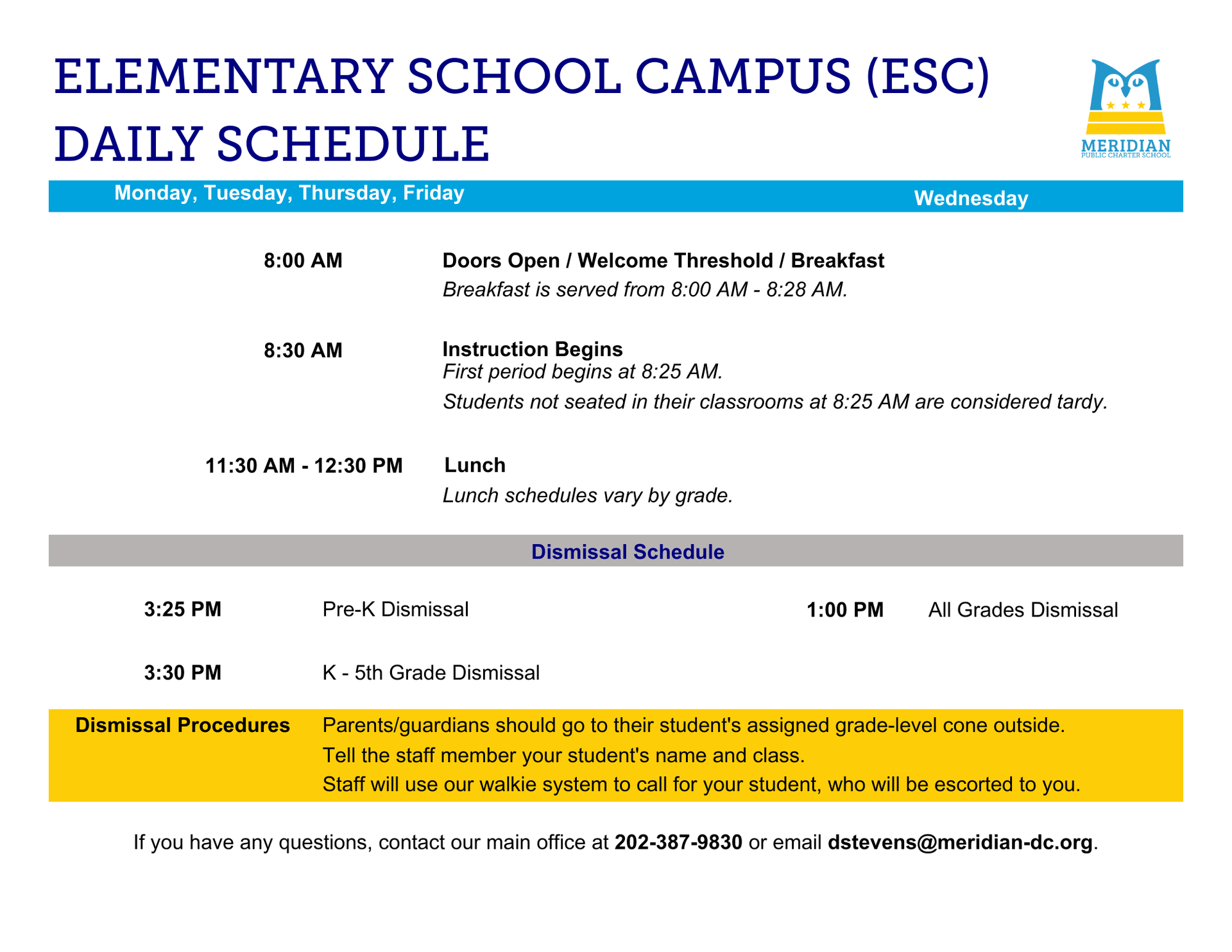 ESC Daily Schedule