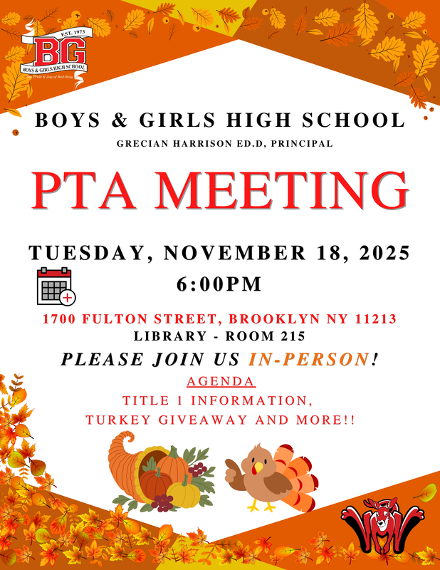 BGHS PTA Meeting - November 18, 2025 @ 6PM