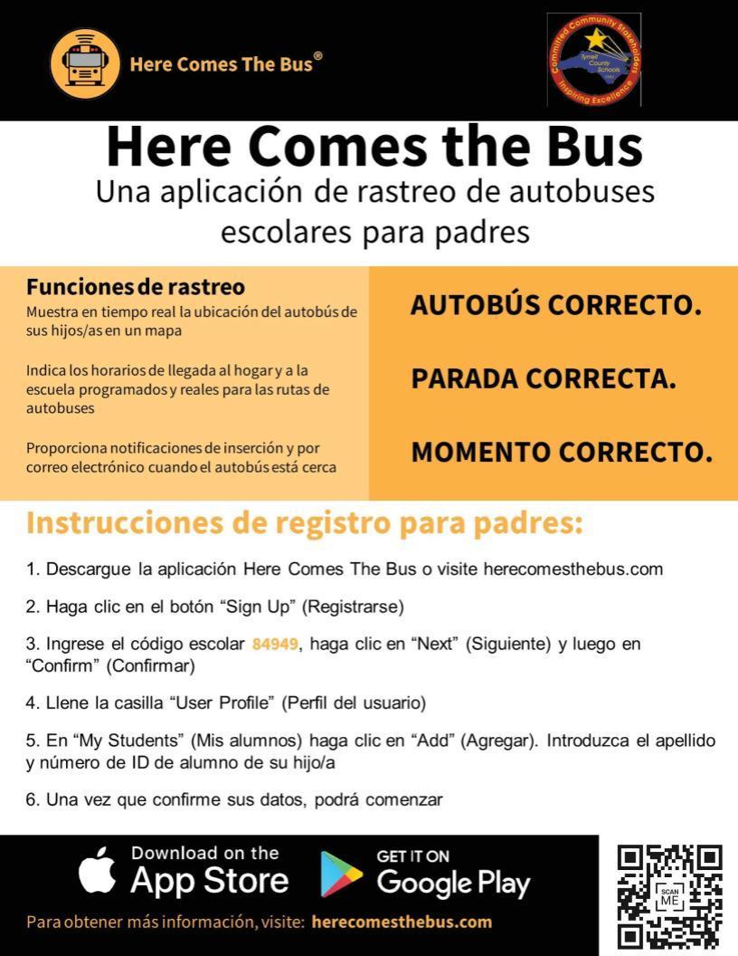 Here Comes the Bus App – Transportation – Tyrrell County Schools