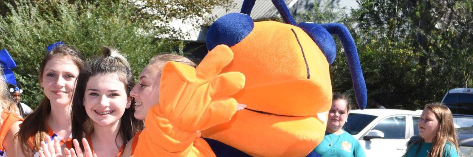 chs mascot with students